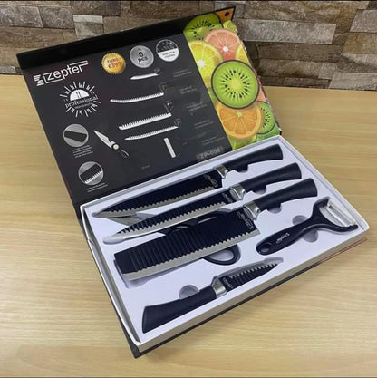 ZEPTER Knife Set 6 Piece Set with Non-Stick CoatinG