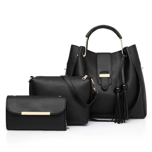 ZEMP| 3 Pcs Ladies Handbags New Luxury 3 IN 1 Ladies Leather Handbags Set