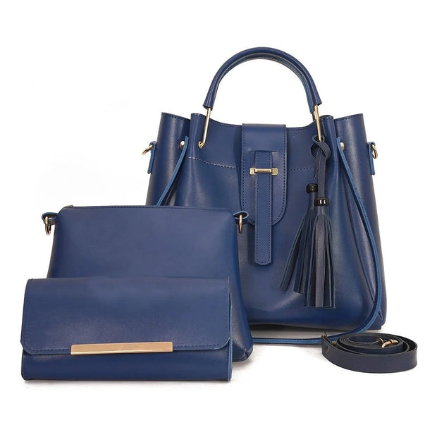 ZEMP| 3 Pcs Ladies Handbags New Luxury 3 IN 1 Ladies Leather Handbags Set