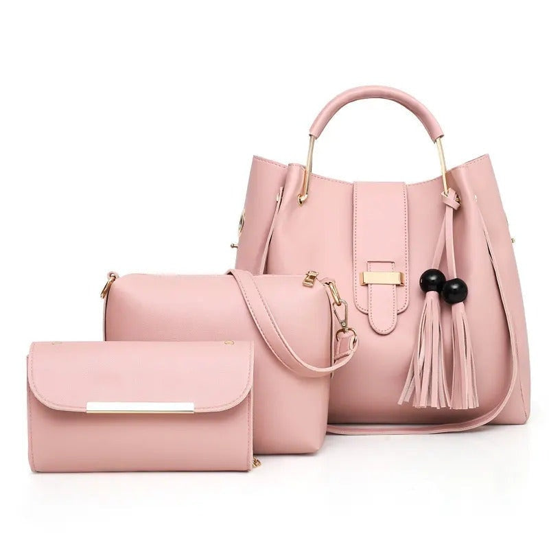 ZEMP| 3 Pcs Ladies Handbags New Luxury 3 IN 1 Ladies Leather Handbags Set