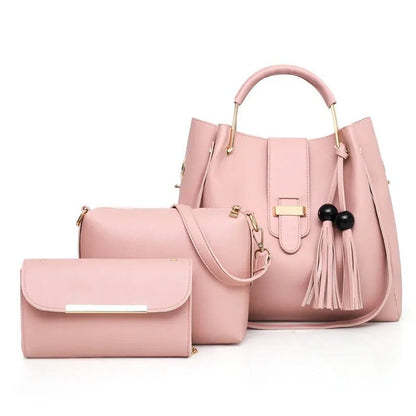 ZEMP| 3 Pcs Ladies Handbags New Luxury 3 IN 1 Ladies Leather Handbags Set