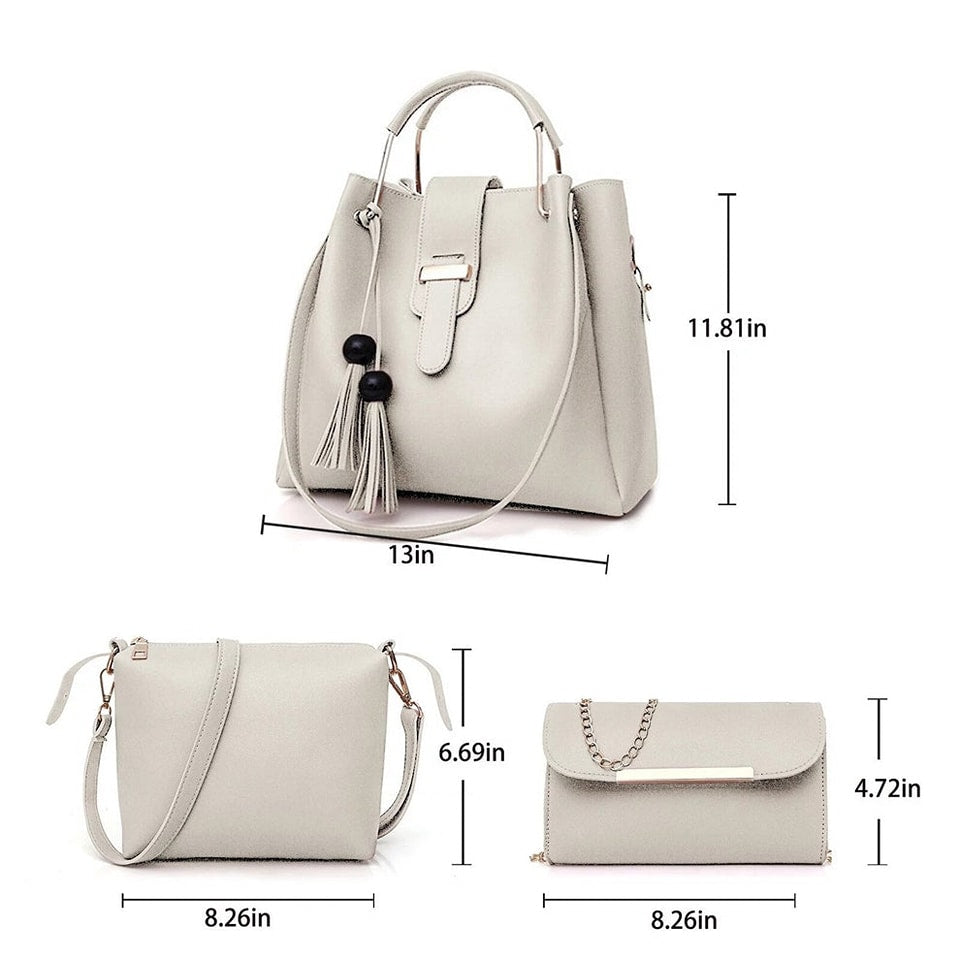 ZEMP| 3 Pcs Ladies Handbags New Luxury 3 IN 1 Ladies Leather Handbags Set