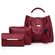 ZEMP| 3 Pcs Ladies Handbags New Luxury 3 IN 1 Ladies Leather Handbags Set