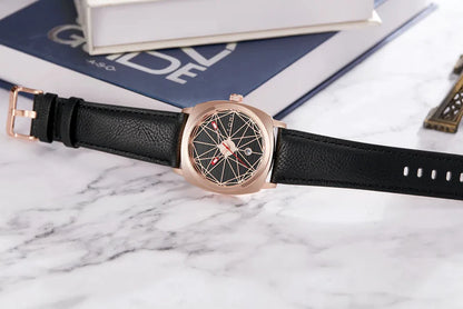 T-112 Men's Watch Date Quartz Square Dial Leather Straps