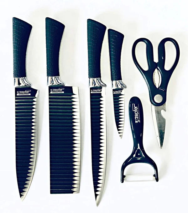 ZEPTER Knife Set 6 Piece Set with Non-Stick CoatinG