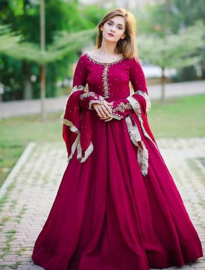 ZEMP|Stiched 3Pcs Zari tilla Embroidered Dress