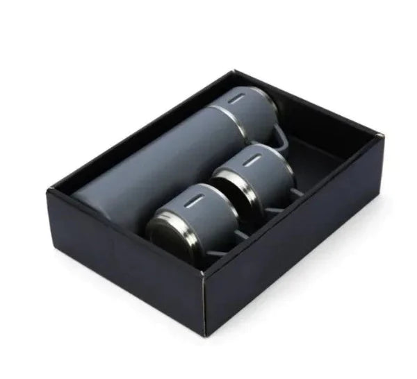 Stainless Steel Vacuum Flask Hot & Cold Thermos Bottle With 3 Cups