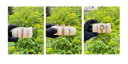 Premium Quality Gift Rose Gold Colour Watch Two Bracelet White Elegant And Blue Gem