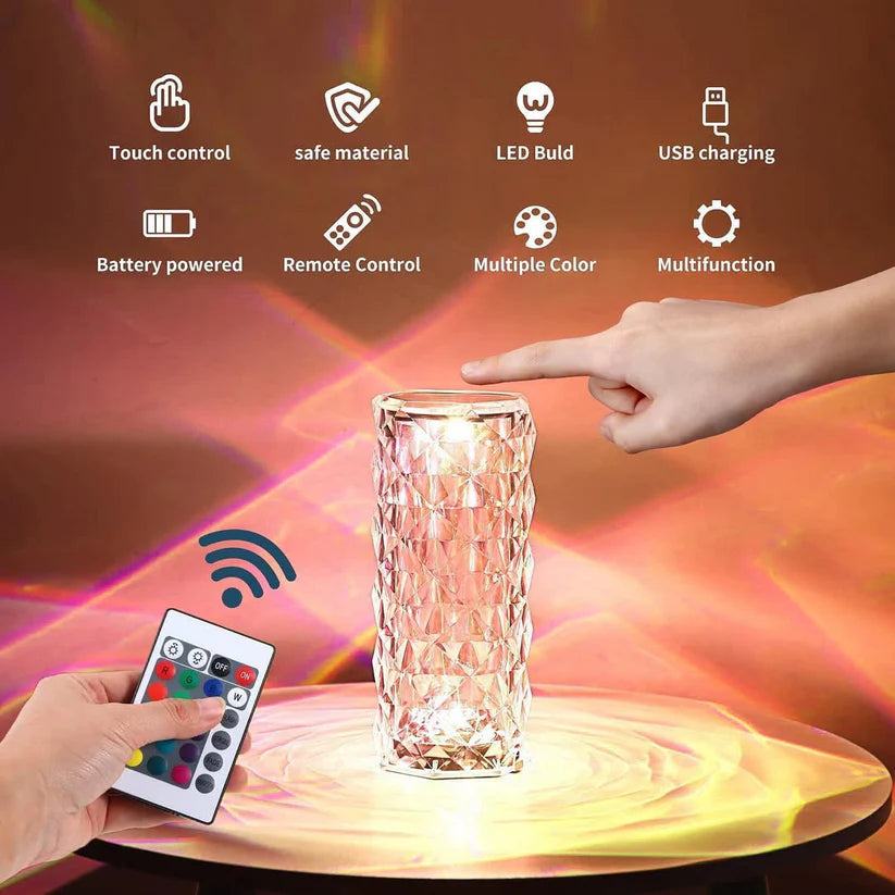 Crystal Touch Control LED Night Lamp with Remote