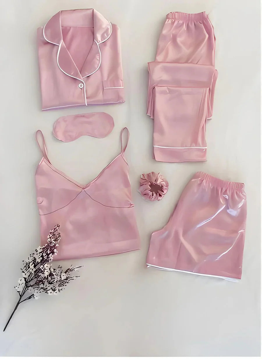 6 in 1 Silk Nighty Set