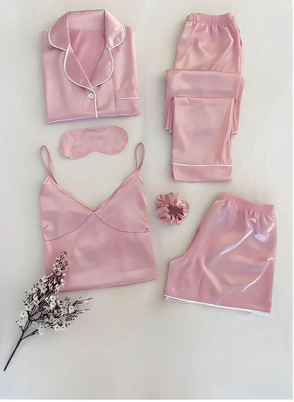6 in 1 Silk Nighty Set
