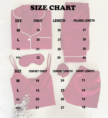 6 in 1 Silk Nighty Set