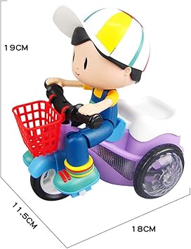 ZEMP|Tricycle Toy LED Music Light Effect Robot Bike 360 Degree Rotating Stunt Motocycle